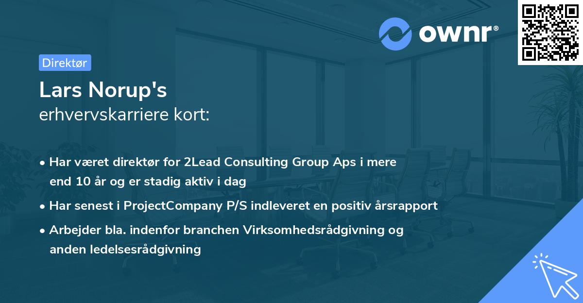 Lars Norup's erhvervskarriere kort