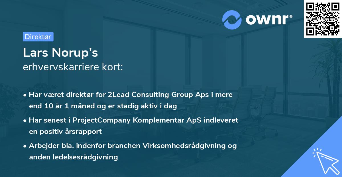 Lars Norup's erhvervskarriere kort