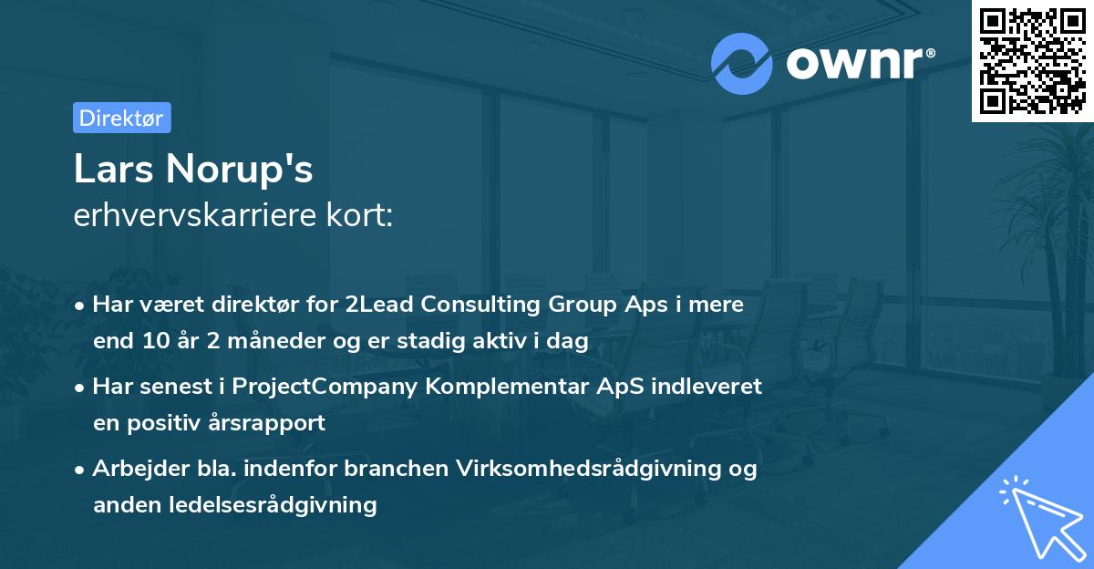 Lars Norup's erhvervskarriere kort
