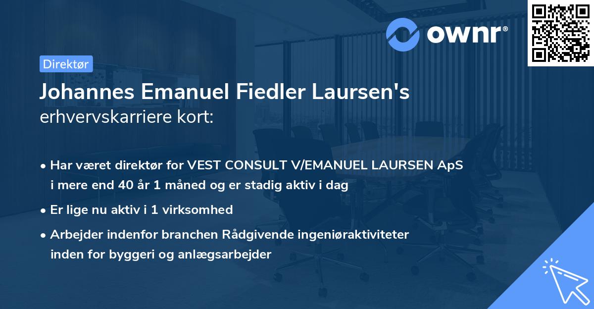 Johannes Emanuel Fiedler Laursen's erhvervskarriere kort