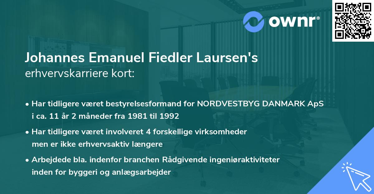 Johannes Emanuel Fiedler Laursen's erhvervskarriere kort