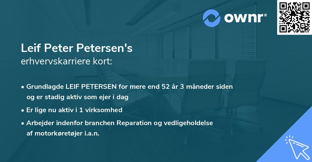 Leif Peter Petersen's erhvervskarriere kort