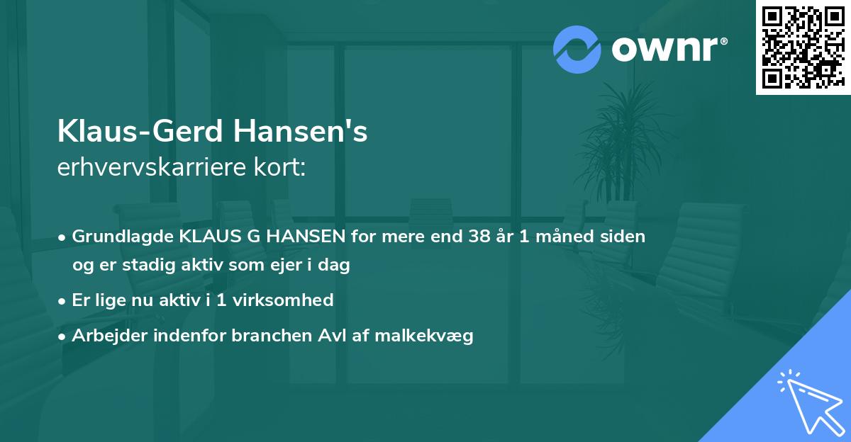 Klaus-Gerd Hansen's erhvervskarriere kort