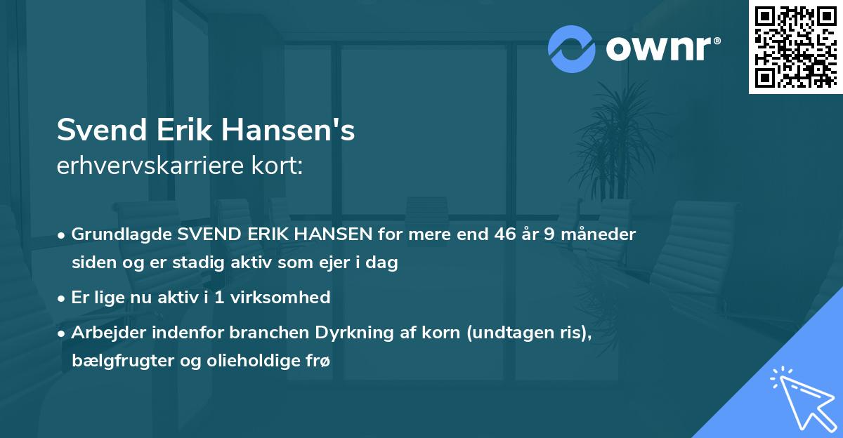 Svend Erik Hansen's erhvervskarriere kort