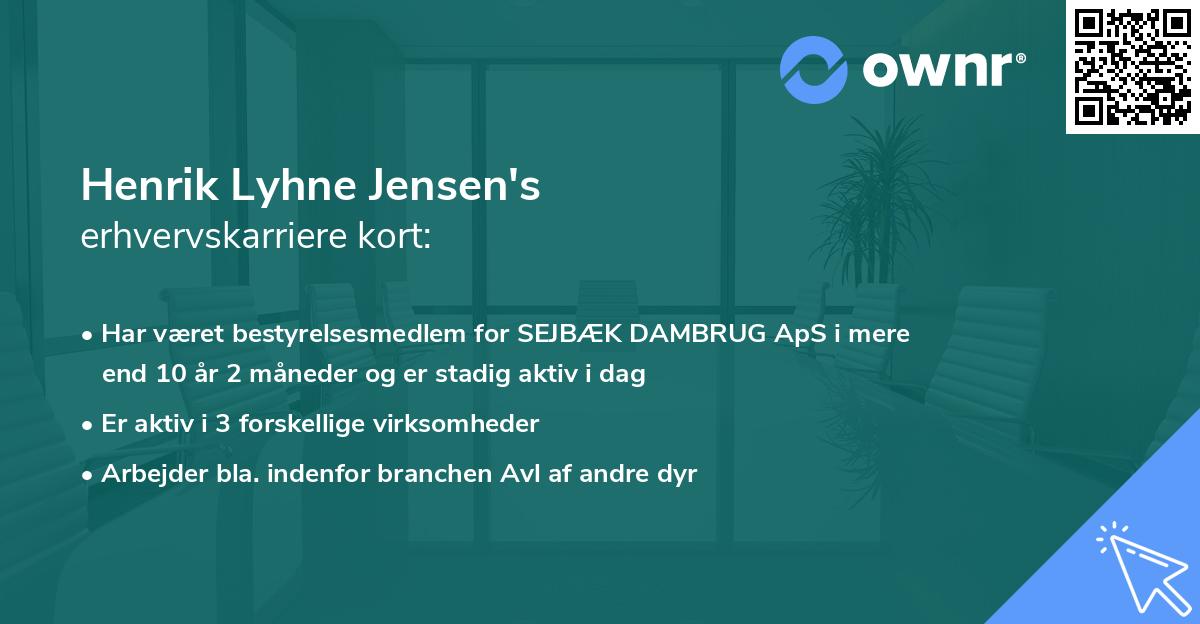 Henrik Lyhne Jensen's erhvervskarriere kort