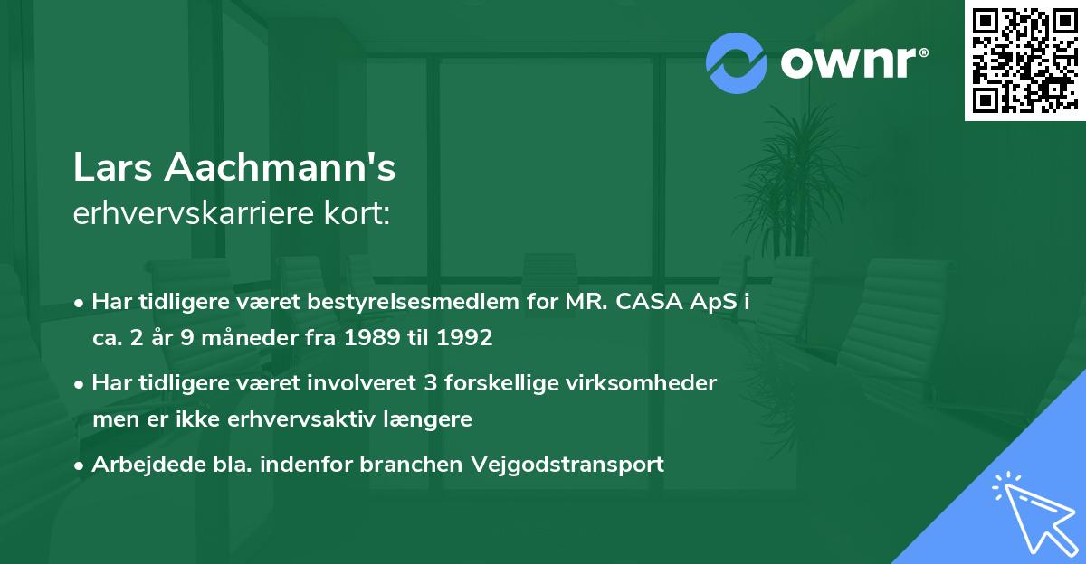 Lars Aachmann's erhvervskarriere kort