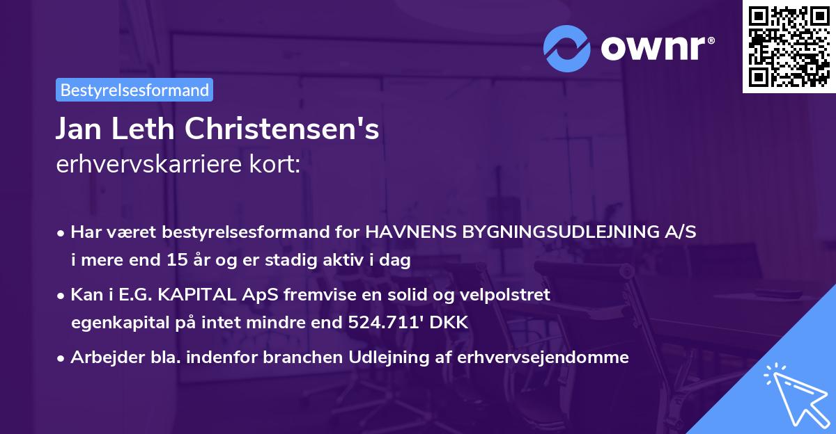 Jan Leth Christensen's erhvervskarriere kort