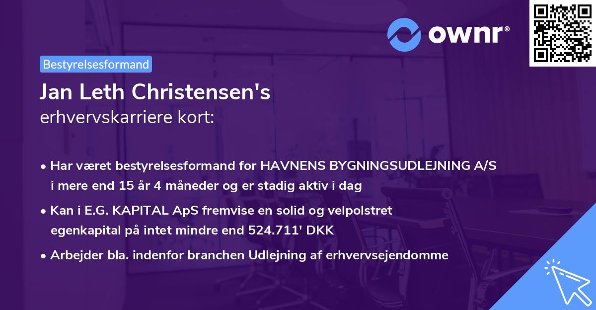 Jan Leth Christensen's erhvervskarriere kort