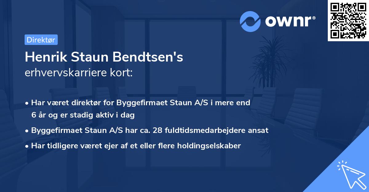 Henrik Staun Bendtsen's erhvervskarriere kort