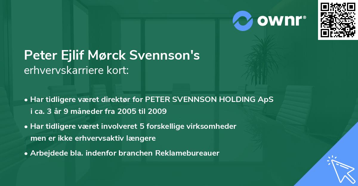 Peter Ejlif Mørck Svennson's erhvervskarriere kort