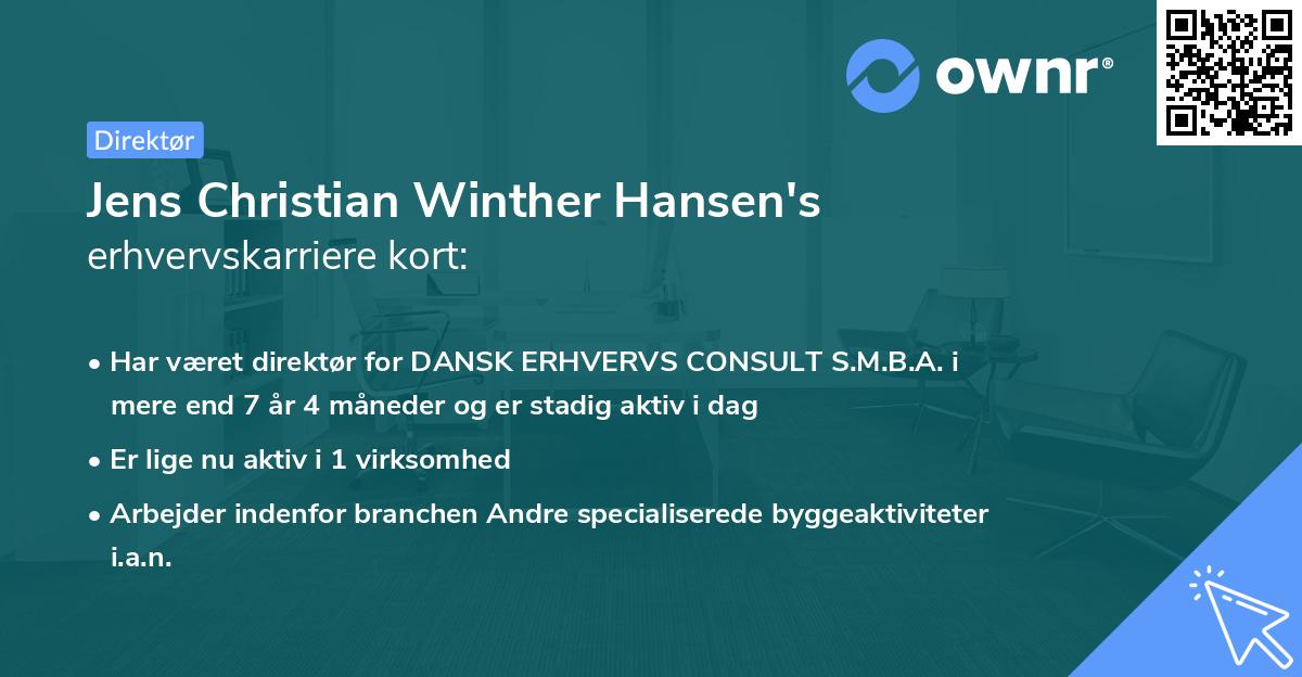 Jens Christian Winther Hansen's erhvervskarriere kort