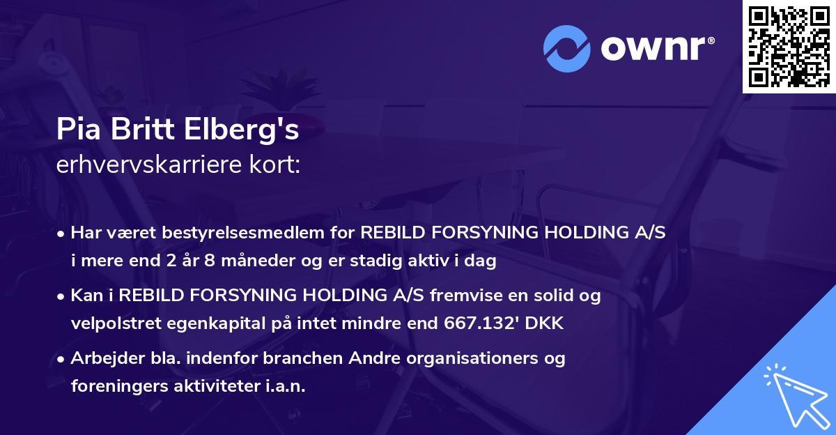 Pia Britt Elberg's erhvervskarriere kort