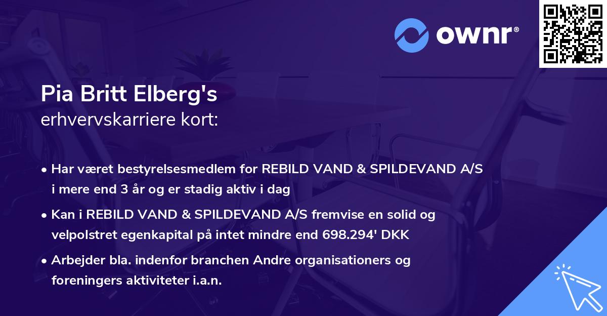 Pia Britt Elberg's erhvervskarriere kort