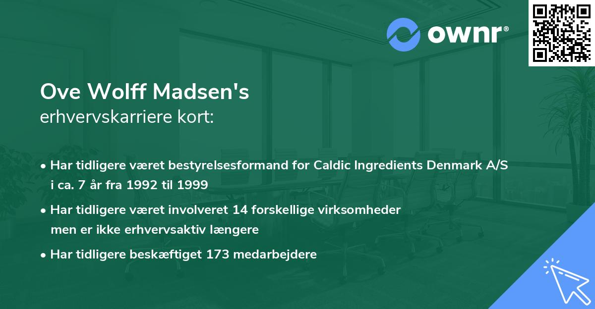 Ove Wolff Madsen's erhvervskarriere kort