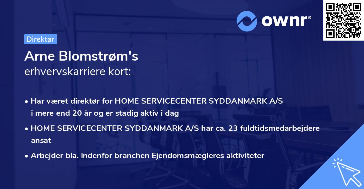 Arne Blomstrøm's erhvervskarriere kort