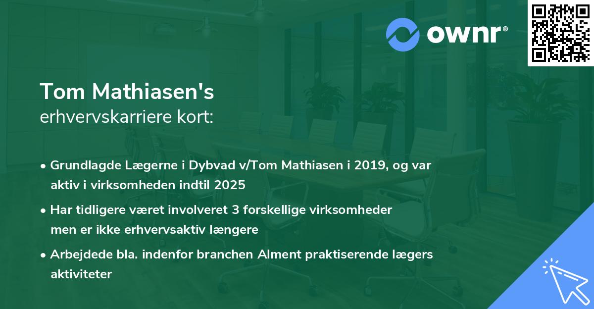 Tom Mathiasen's erhvervskarriere kort