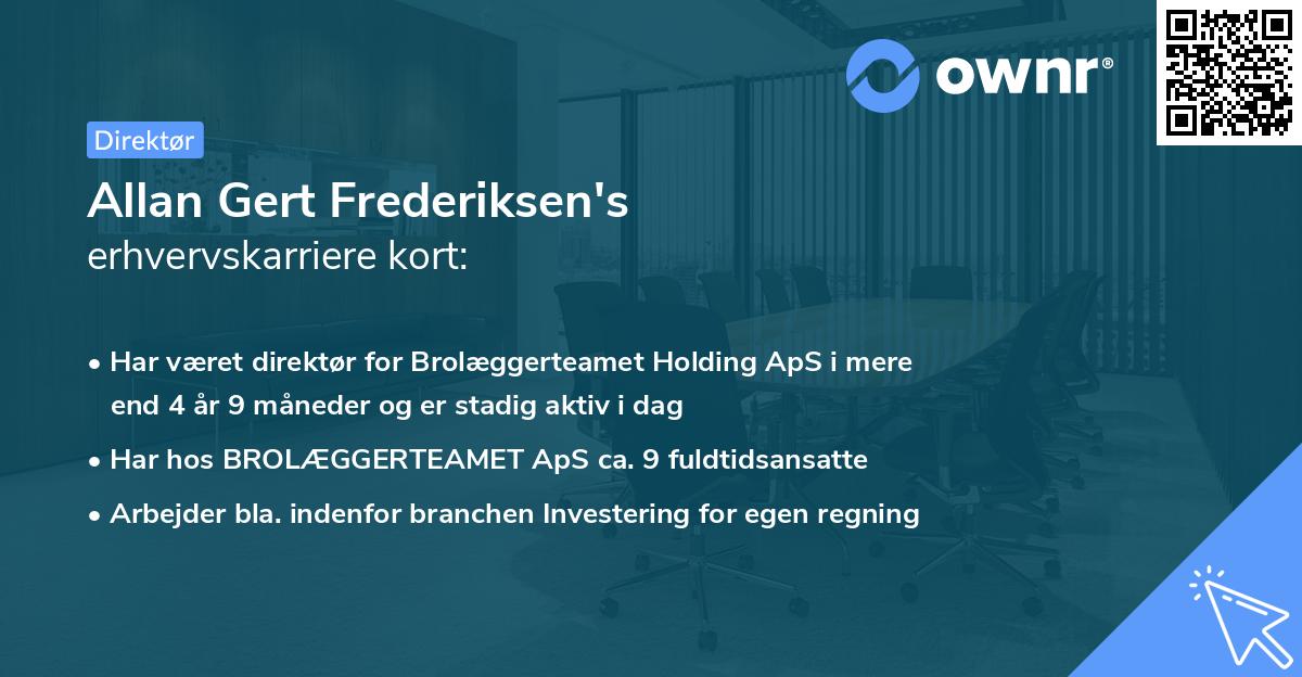 Allan Gert Frederiksen's erhvervskarriere kort