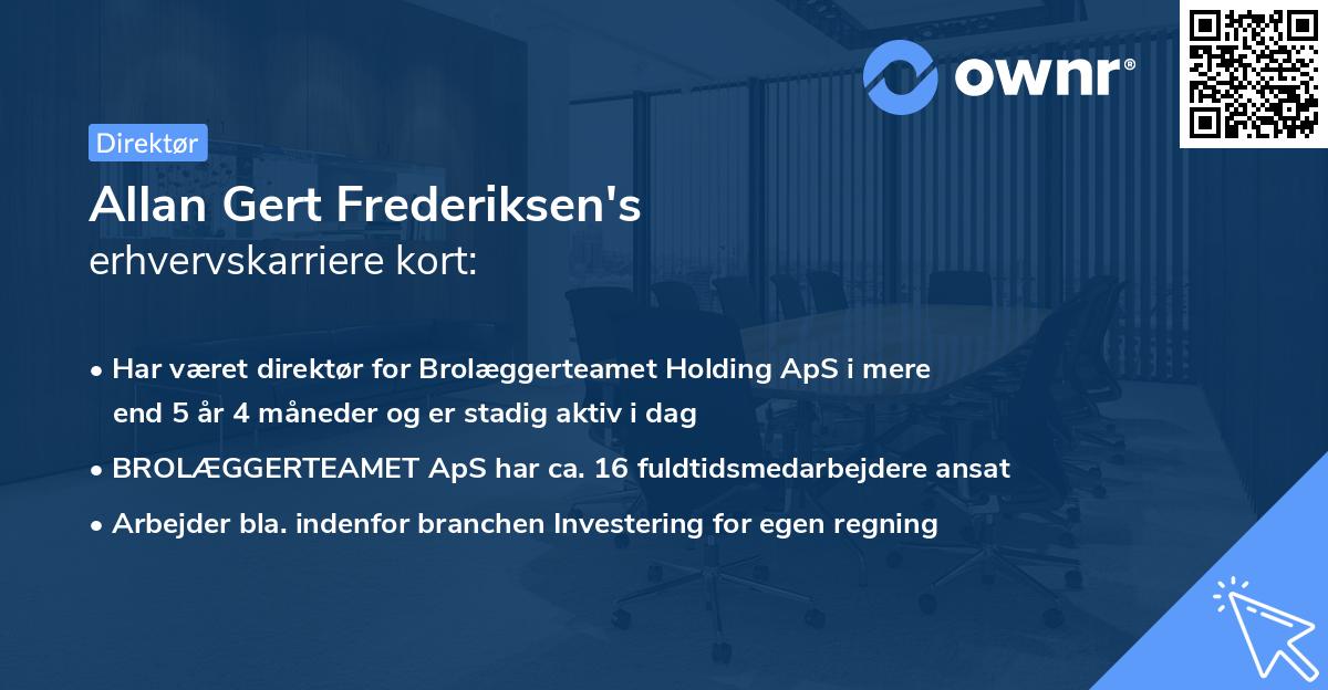 Allan Gert Frederiksen's erhvervskarriere kort