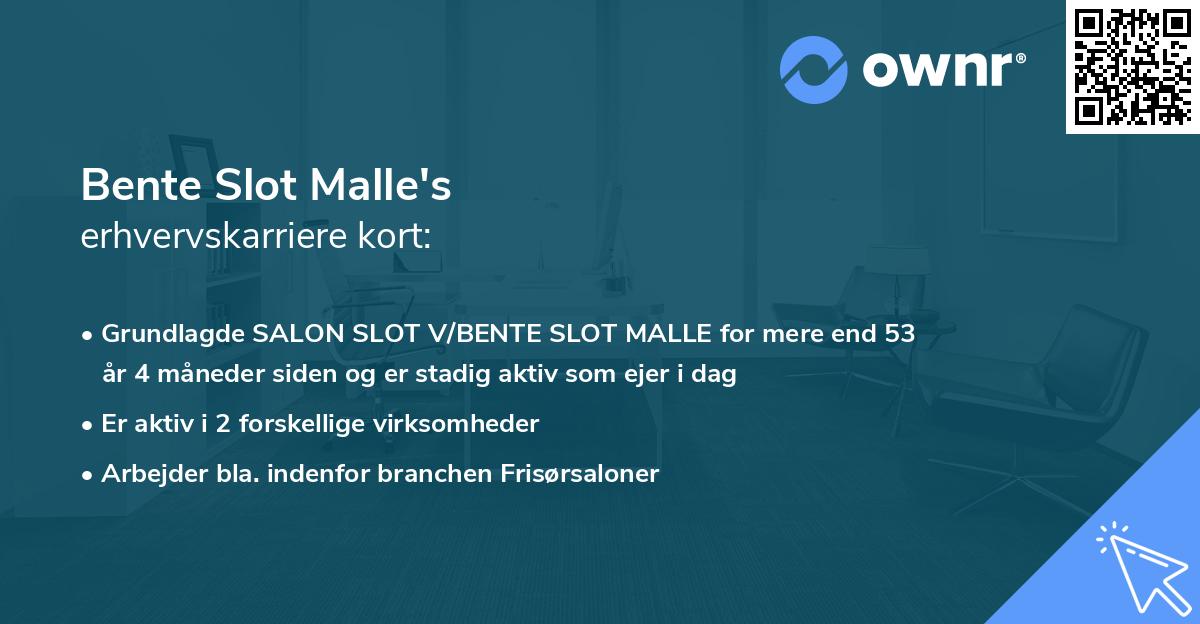 Bente Slot Malle's erhvervskarriere kort