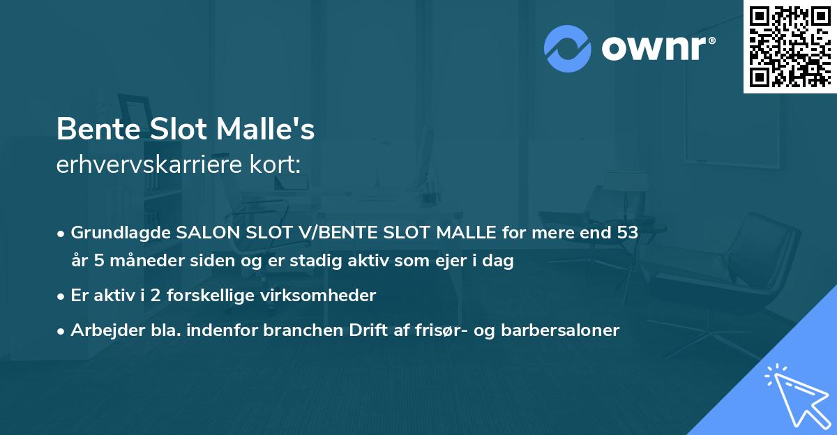 Bente Slot Malle's erhvervskarriere kort