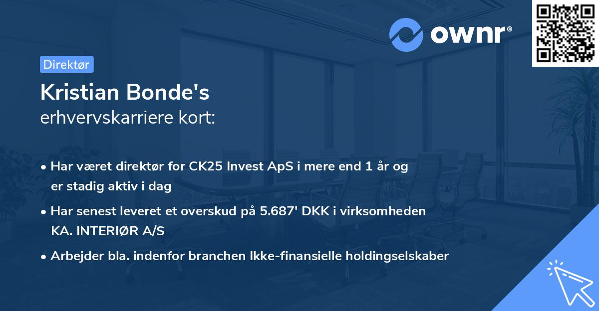 Kristian Bonde's erhvervskarriere kort