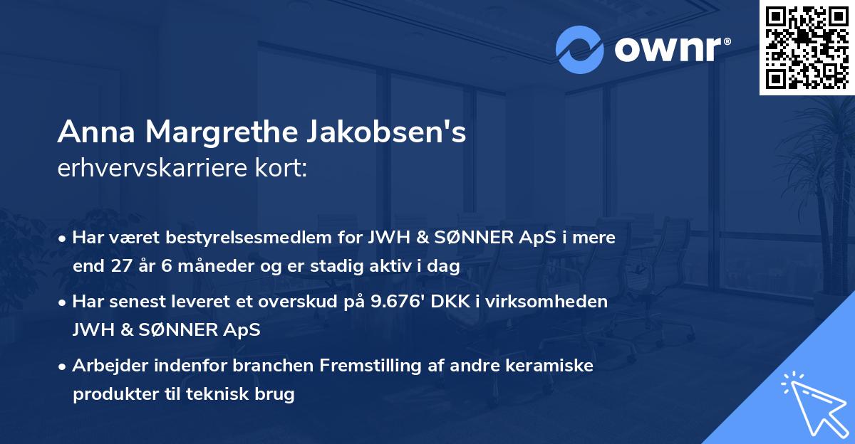 Anna Margrethe Jakobsen's erhvervskarriere kort