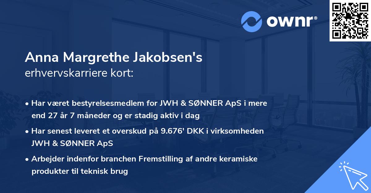 Anna Margrethe Jakobsen's erhvervskarriere kort