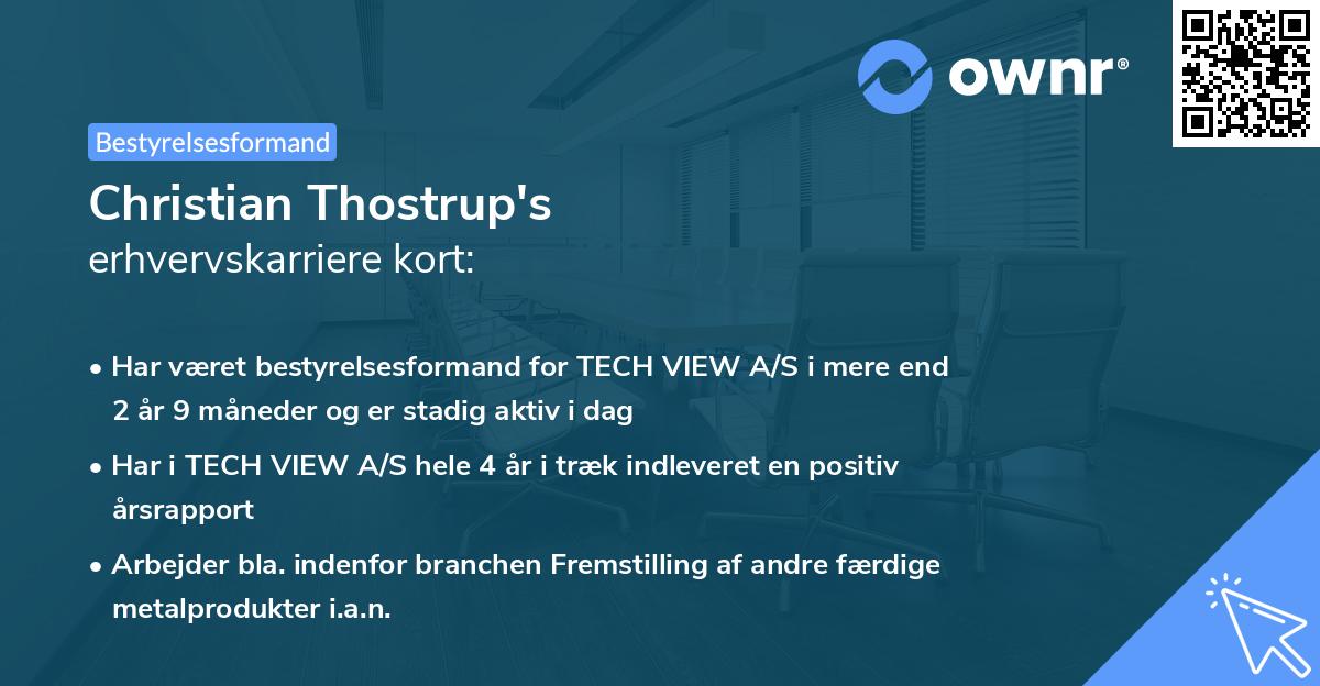 Christian Thostrup's erhvervskarriere kort