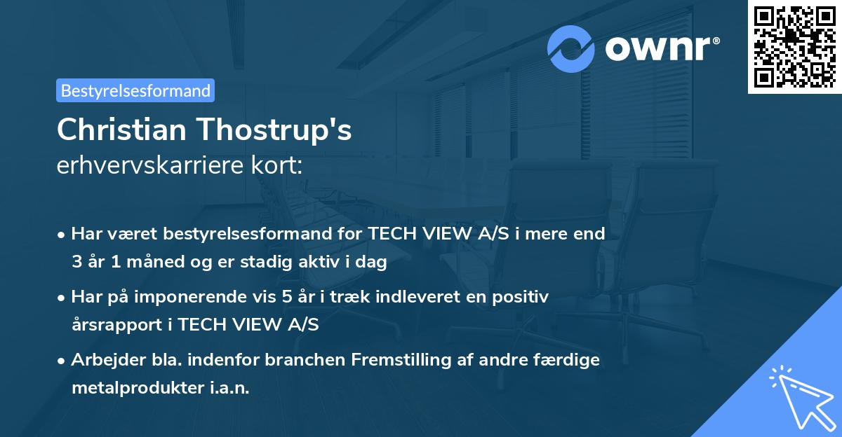 Christian Thostrup's erhvervskarriere kort