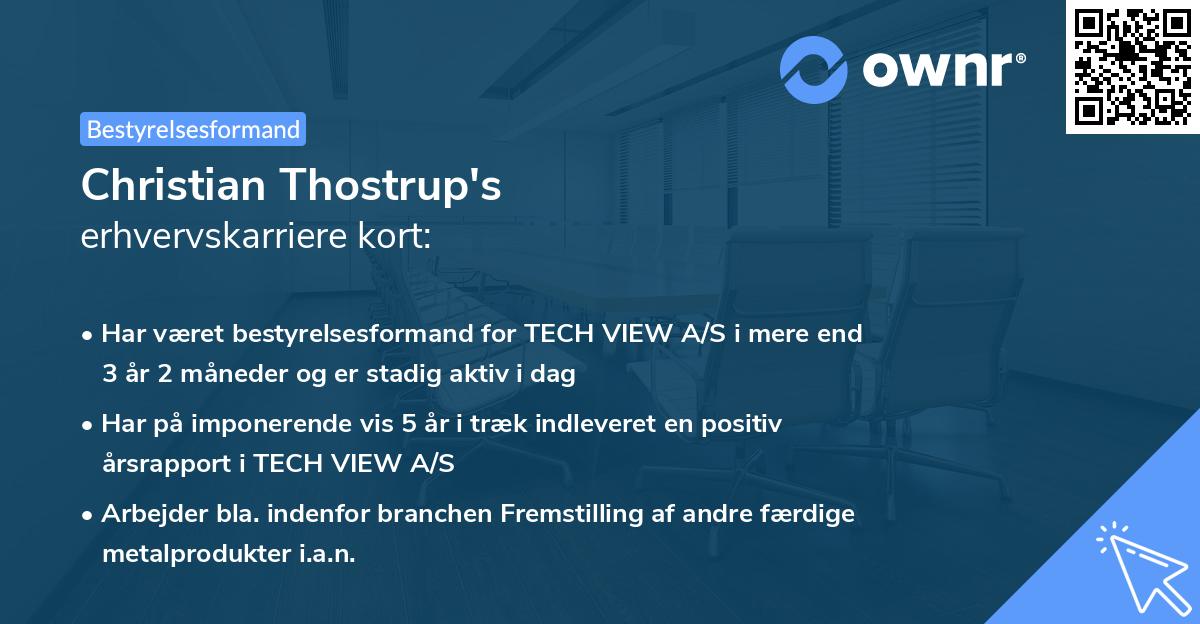 Christian Thostrup's erhvervskarriere kort
