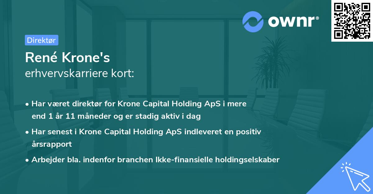 René Krone's erhvervskarriere kort