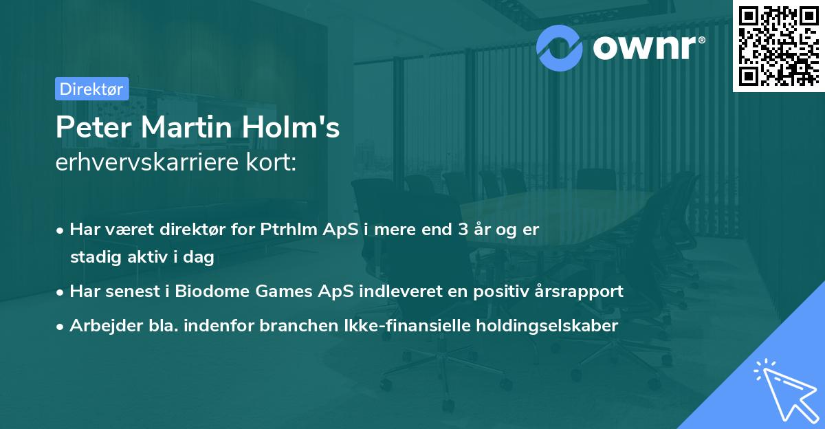 Peter Martin Holm's erhvervskarriere kort