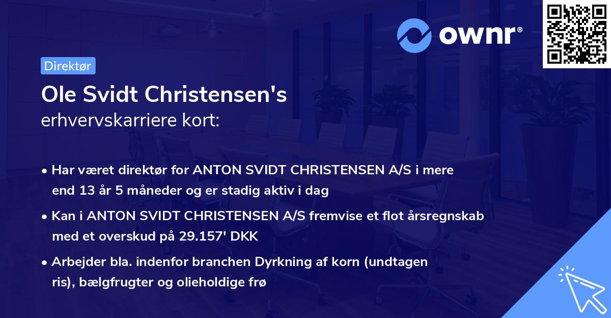 Ole Svidt Christensen's erhvervskarriere kort