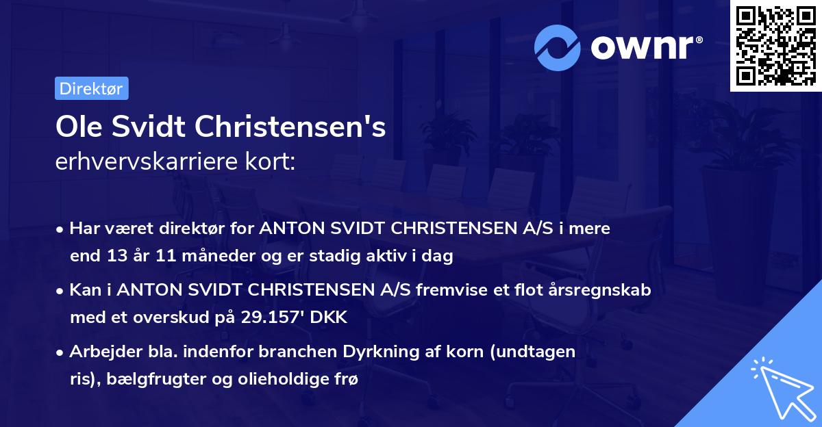 Ole Svidt Christensen's erhvervskarriere kort