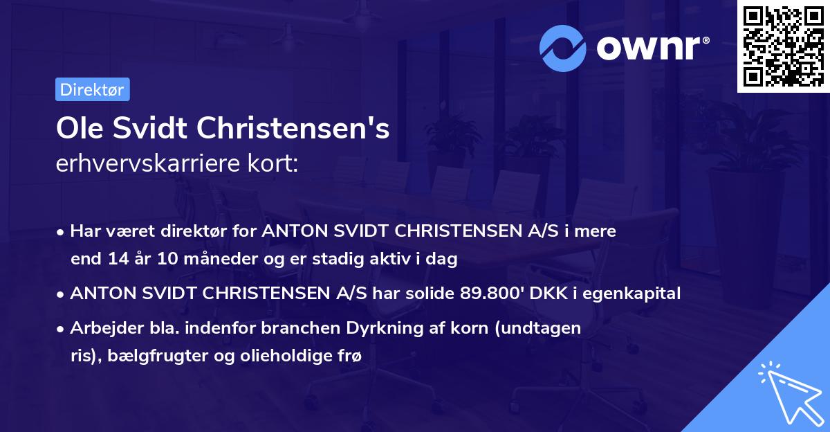 Ole Svidt Christensen's erhvervskarriere kort