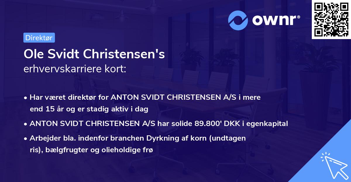 Ole Svidt Christensen's erhvervskarriere kort