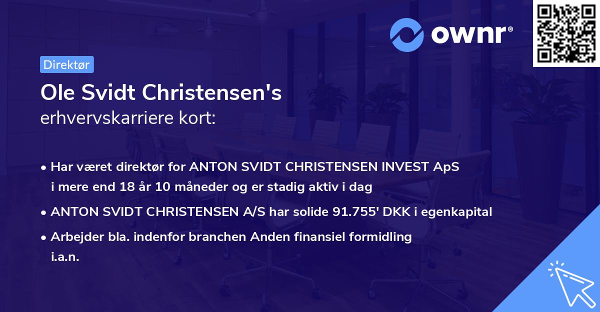 Ole Svidt Christensen's erhvervskarriere kort