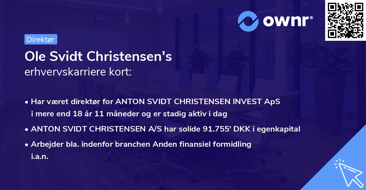 Ole Svidt Christensen's erhvervskarriere kort