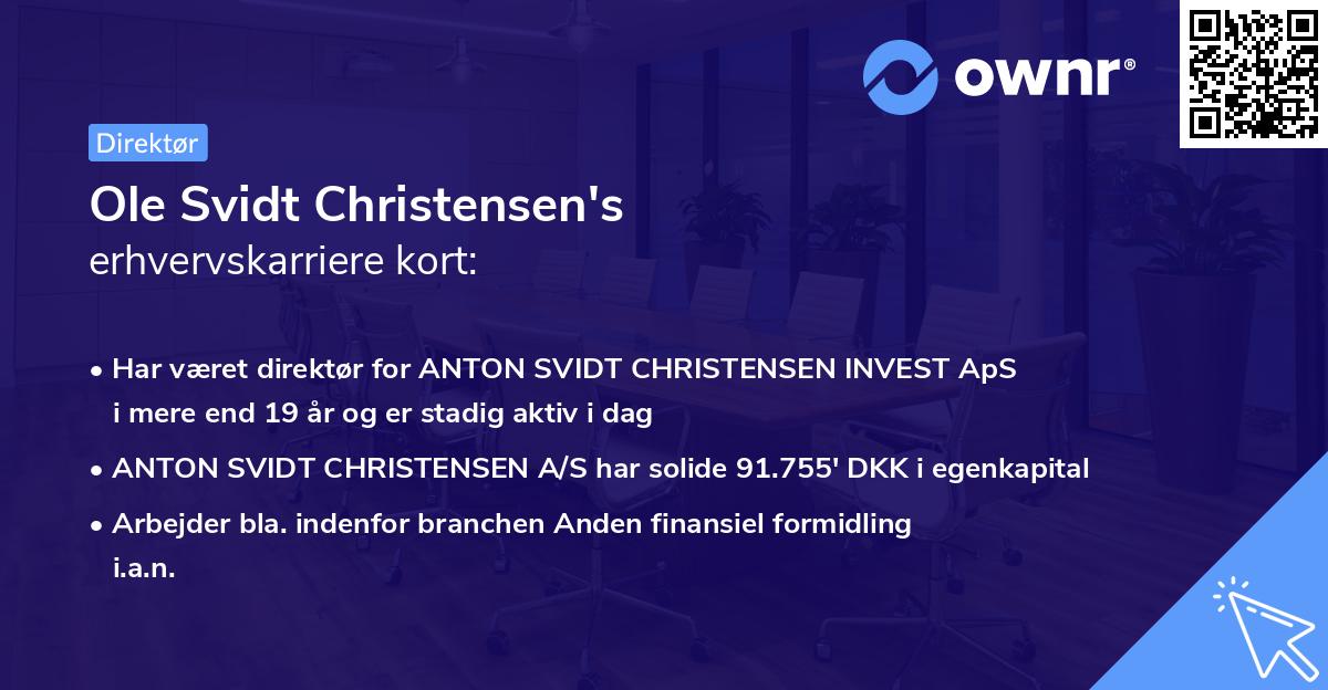 Ole Svidt Christensen's erhvervskarriere kort