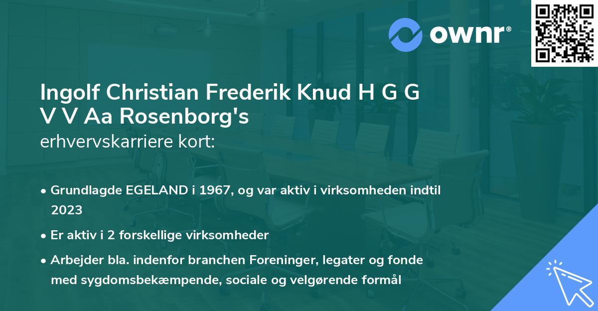 Ingolf Christian Frederik Knud H G G V V Aa Rosenborg's erhvervskarriere kort