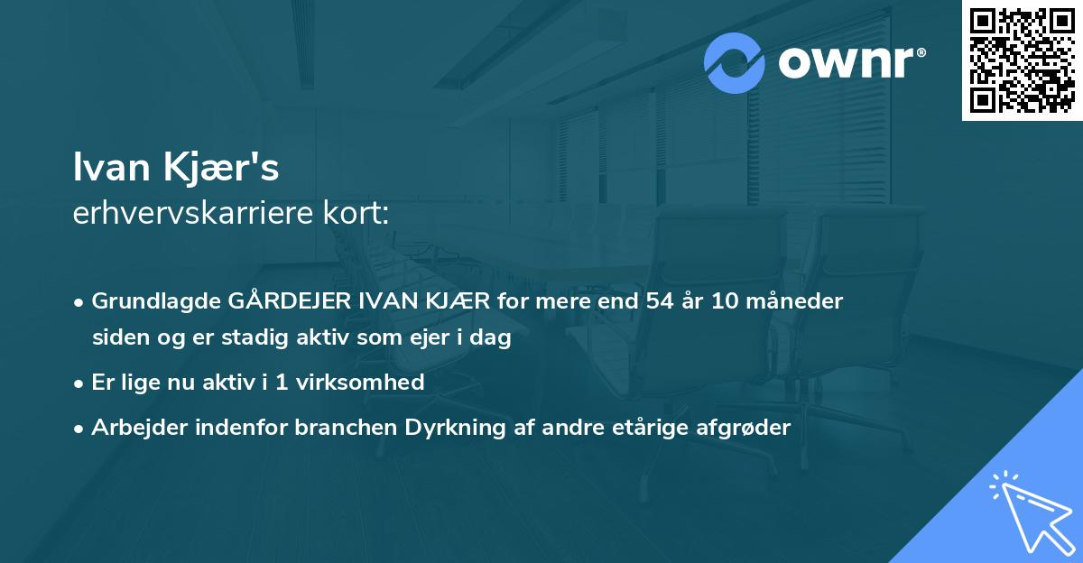 Ivan Kjær's erhvervskarriere kort