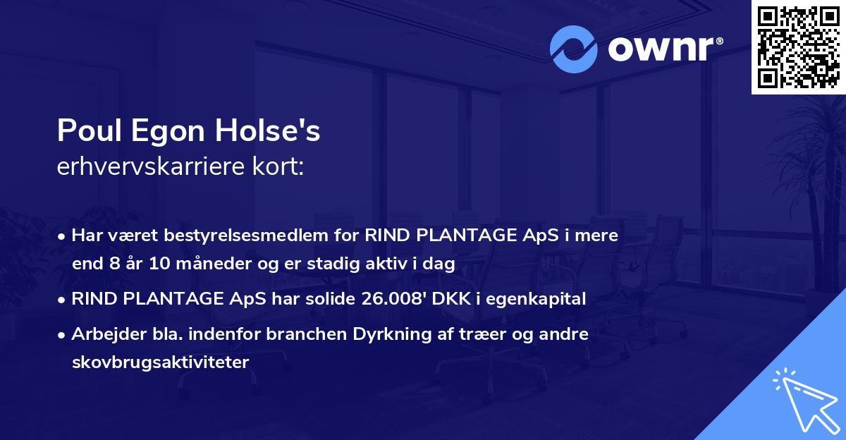 Poul Egon Holse's erhvervskarriere kort