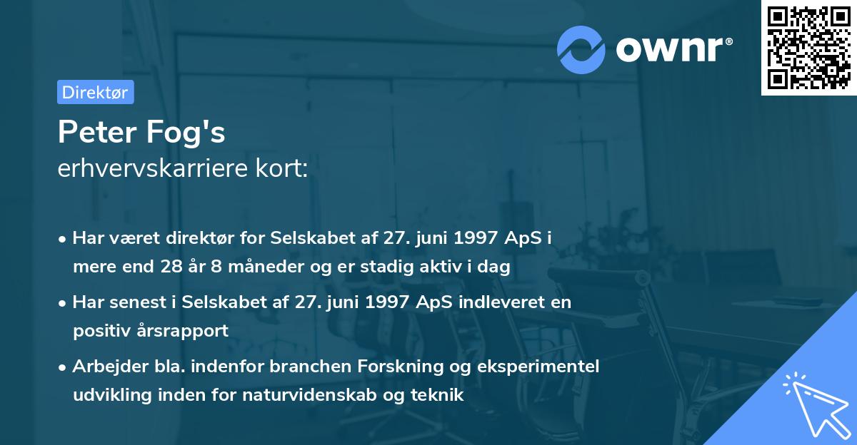Peter Fog's erhvervskarriere kort