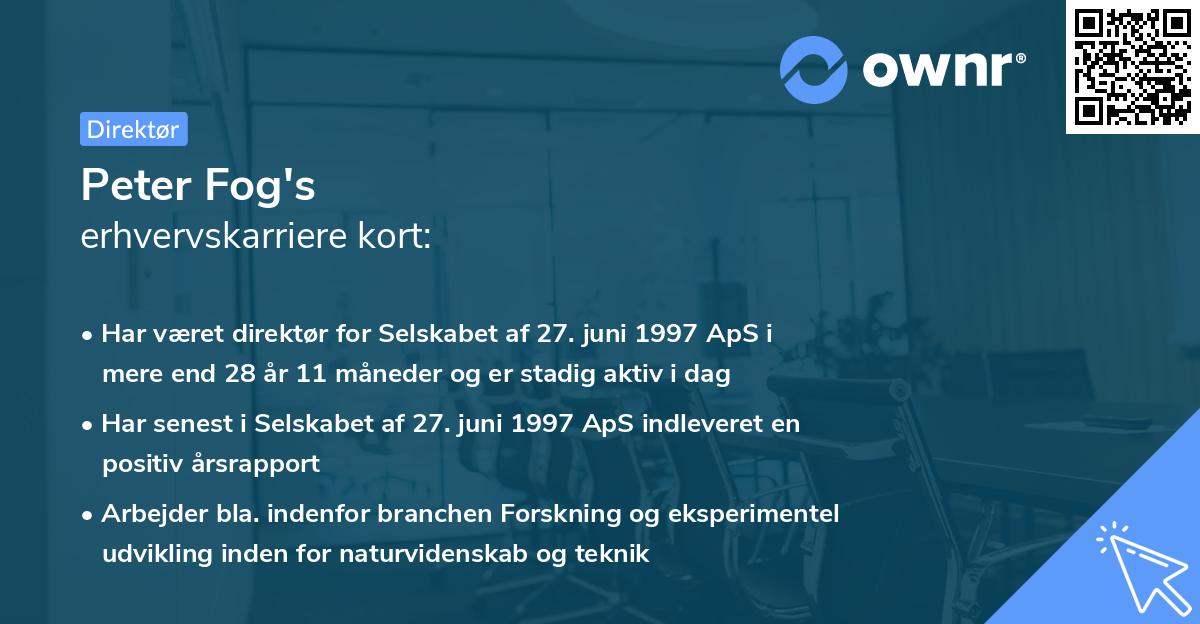 Peter Fog's erhvervskarriere kort