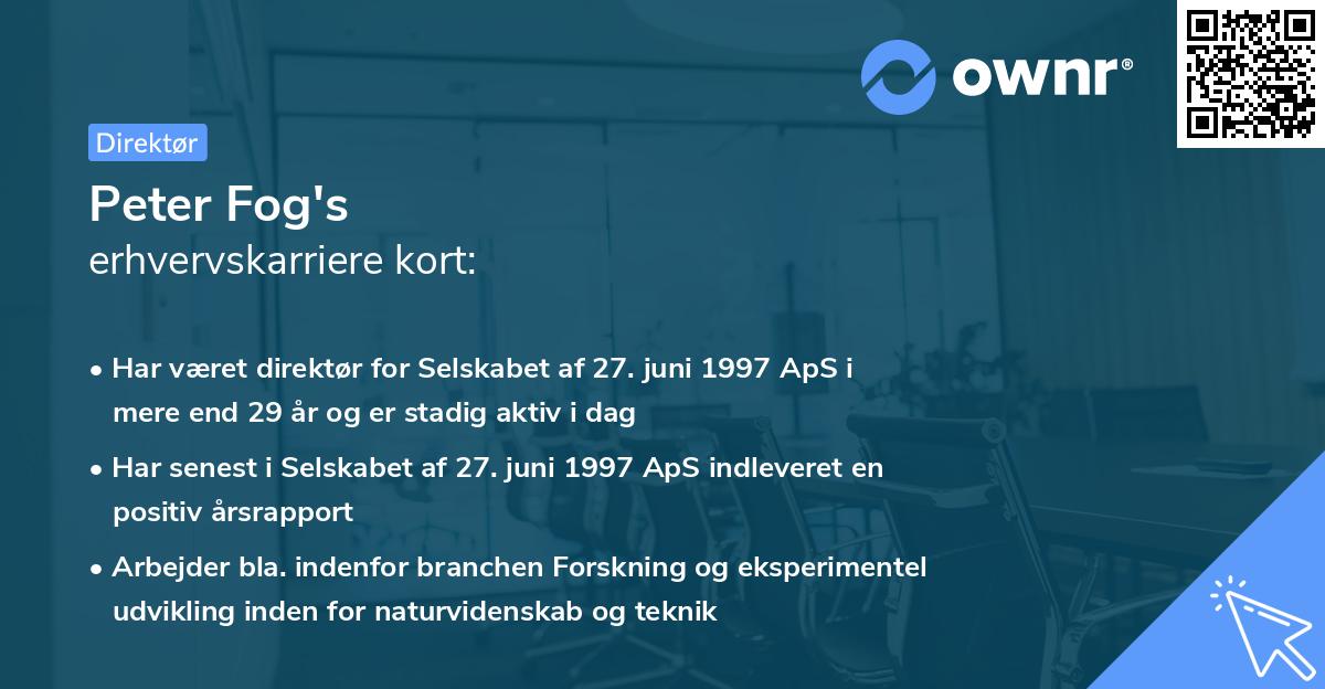 Peter Fog's erhvervskarriere kort