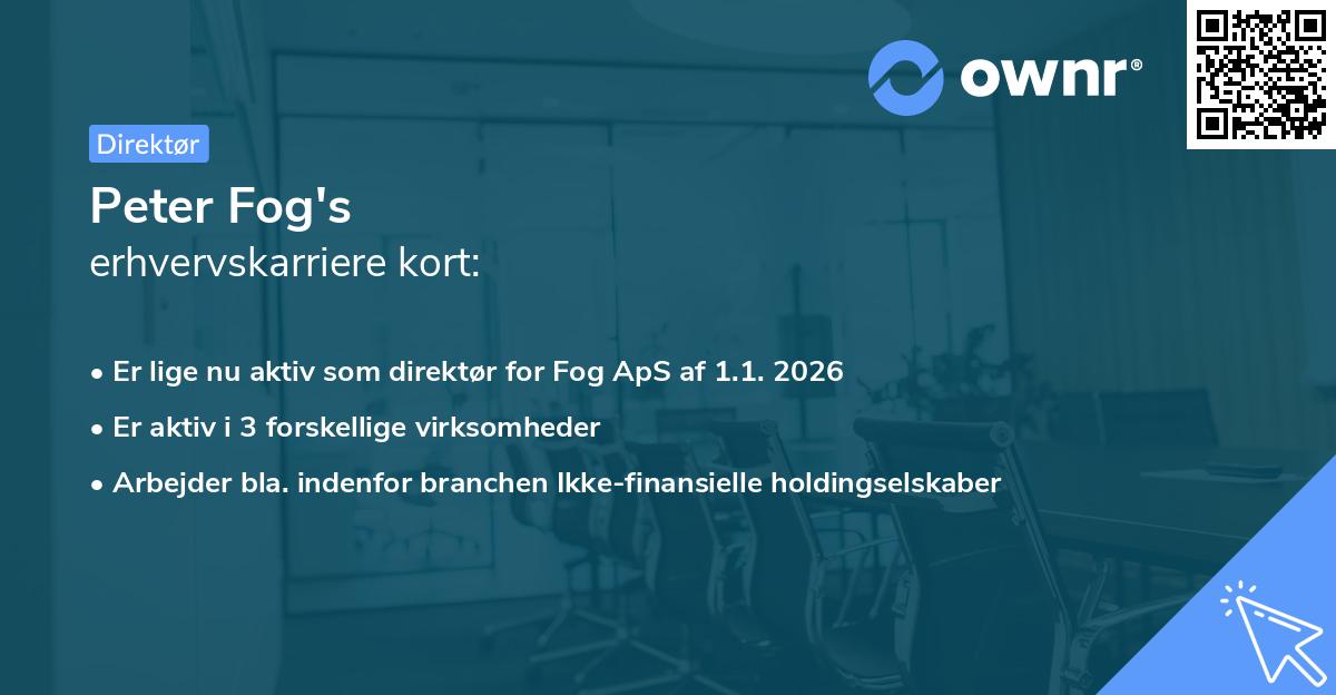 Peter Fog's erhvervskarriere kort