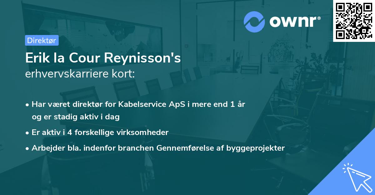 Erik la Cour Reynisson's erhvervskarriere kort