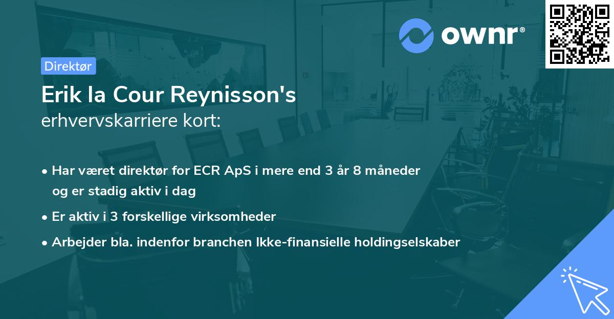Erik la Cour Reynisson's erhvervskarriere kort