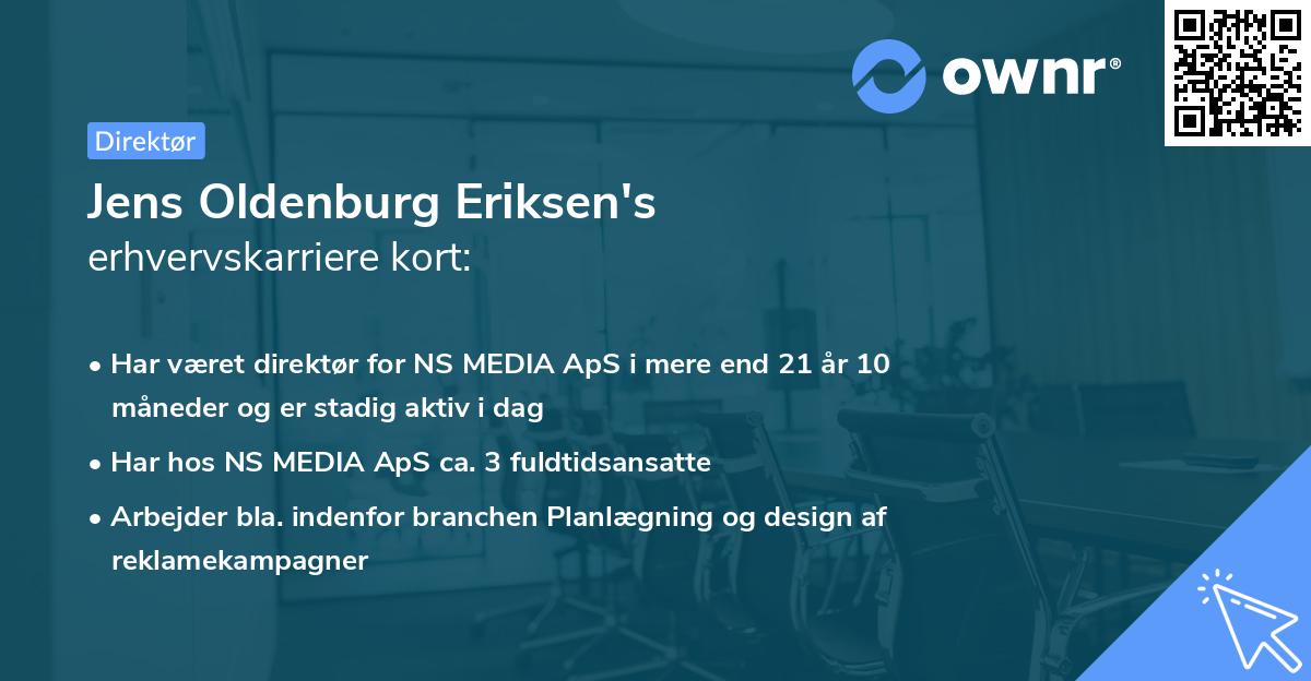 Jens Oldenburg Eriksen's erhvervskarriere kort