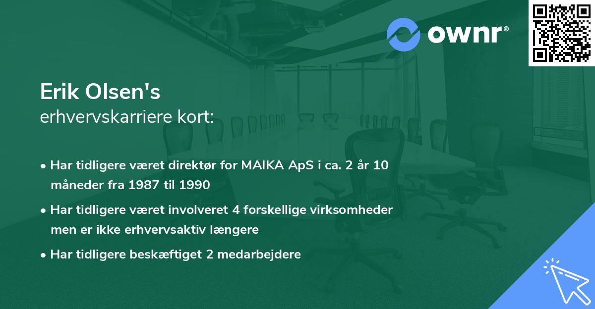 Erik Olsen's erhvervskarriere kort